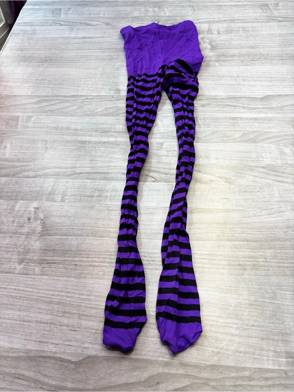 Purple and Black Striped Witch Halloween Tights - Fun Patterned Hosiery